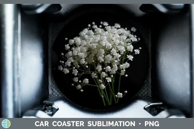 Flowers Babys Breath Gypsophila Car Coaster Sublimation Coas