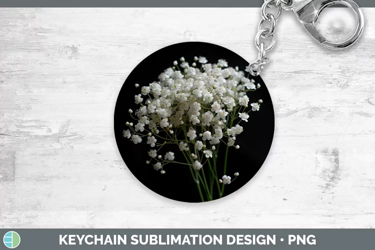 Flowers Babys Breath Gypsophila Keychain Sublimation Keyring