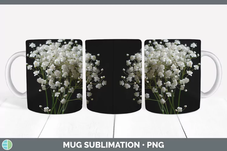 Flowers Babys Breath Gypsophila Mug Wrap Sublimation Coffee