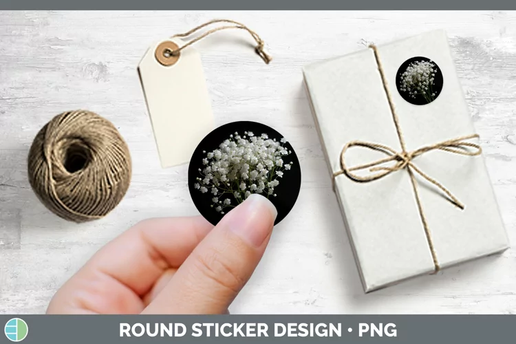 Flowers Babys Breath Gypsophila Stickers | Round Labels Desi