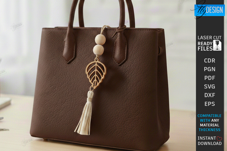 Flower Bag Tag Laser Cut | Macrame Keychain SVG | Boho Charm