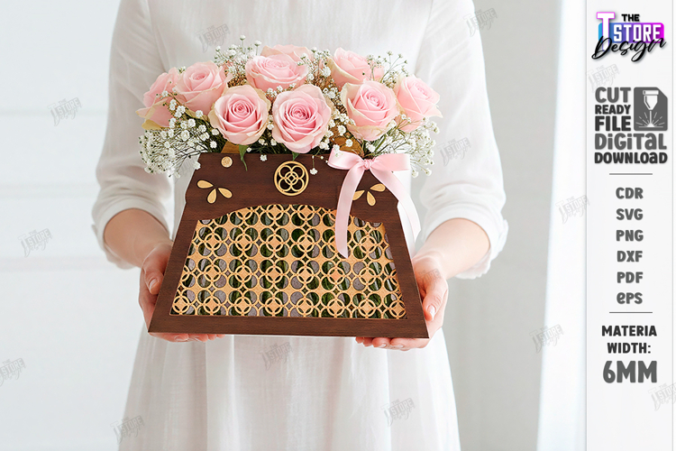 Flowers Basket Laser Cut | Floral Basket | Bouquet Holder