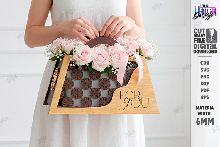 Flowers Basket Laser Cut | Floral Basket | Bouquet Holder