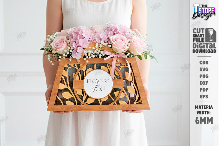 Flowers Basket Laser Cut | Floral Basket | Bouquet Holder