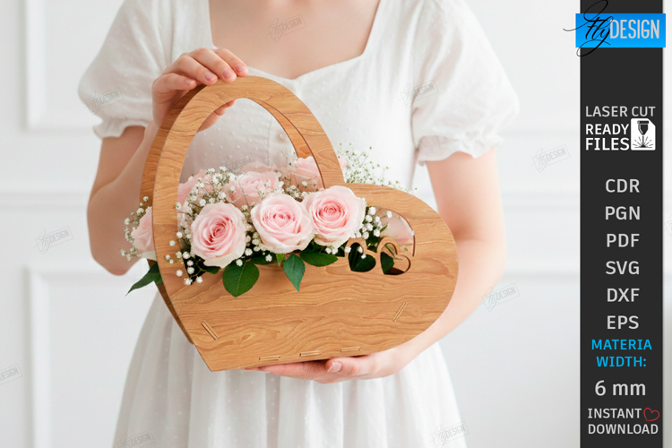 Flowers Basket Laser Cut | Bouquet Holder | Gift Basket SVG
