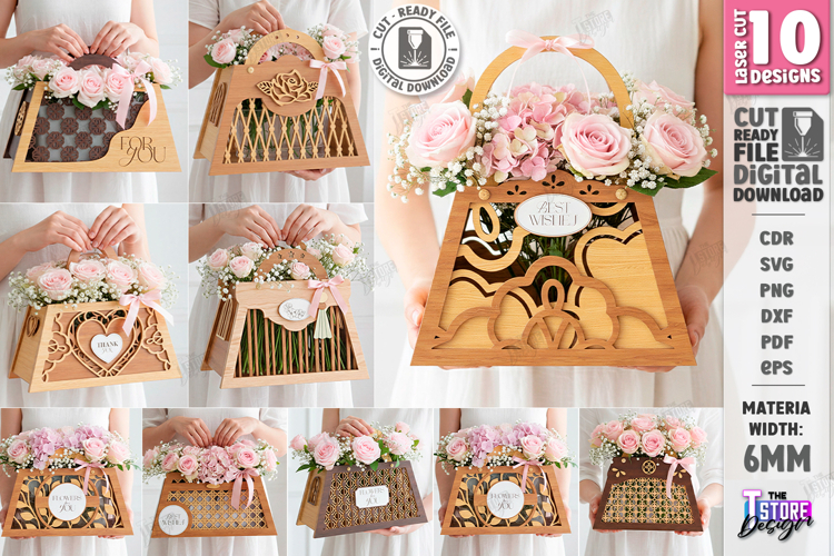 Flowers Basket Laser Cut Bundle | Bouquet Holder | Gift Idea