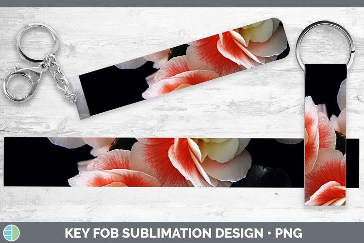 Flowers Begonia Key Fob Sublimation Wristlet Designs