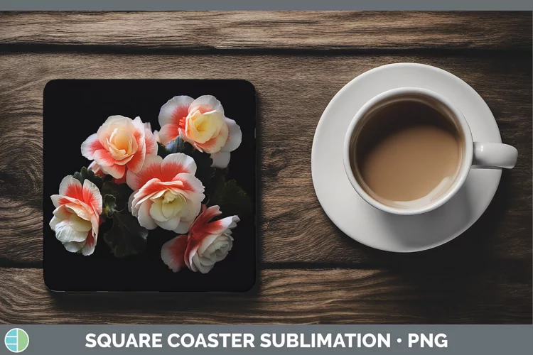 Flowers Begonia Square Coaster Sublimation Coaster Designs
