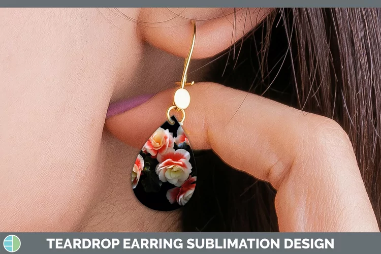 Flowers Begonia Teardrop Earrings Sublimation Earrings Desig