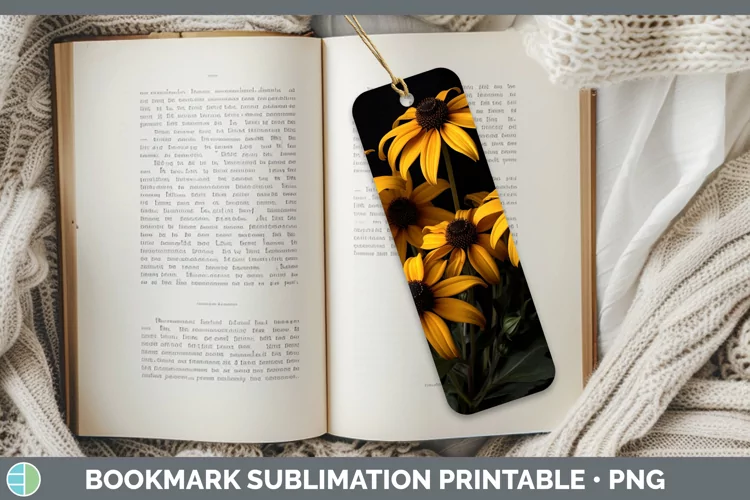 Flowers Black-eyed Susan Bookmark Sublimation Printable Desi