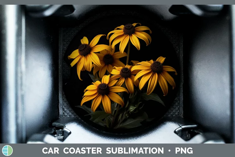 Flowers Black-eyed Susan Car Coaster Sublimation Coaster Des