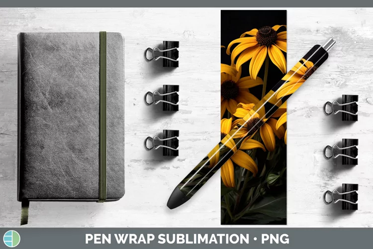 Flowers Black-eyed Susan Pen Wrap Sublimation Epoxy Pen Desi