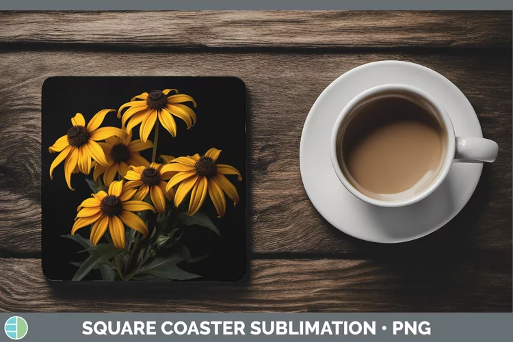 Flowers Black-eyed Susan Square Coaster Sublimation Coaster