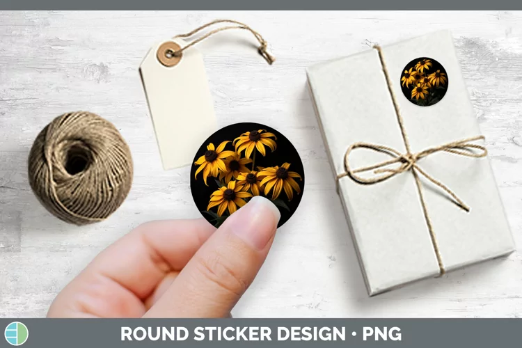 Flowers Black-eyed Susan Stickers | Round Labels Designs