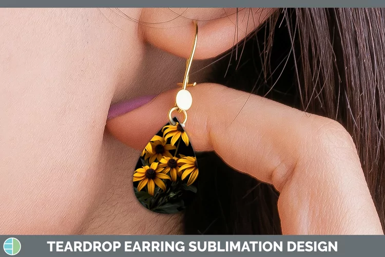 Flowers Black-eyed Susan Teardrop Earrings Sublimation Earri
