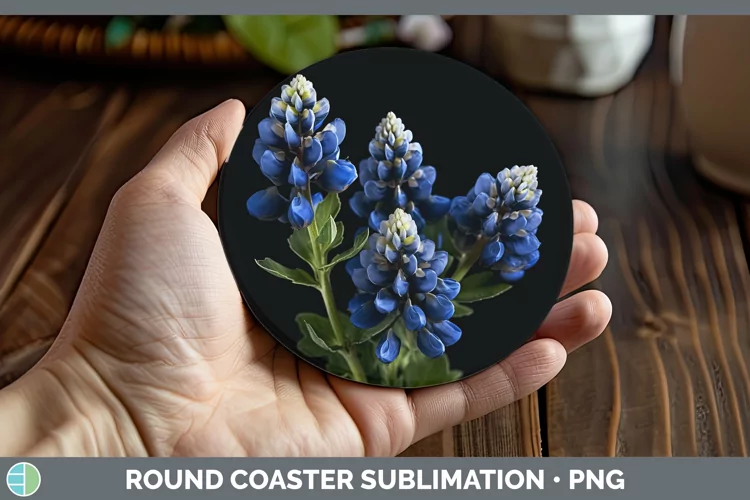 Flowers Bluebonnet Round Coaster Sublimation Coaster Designs