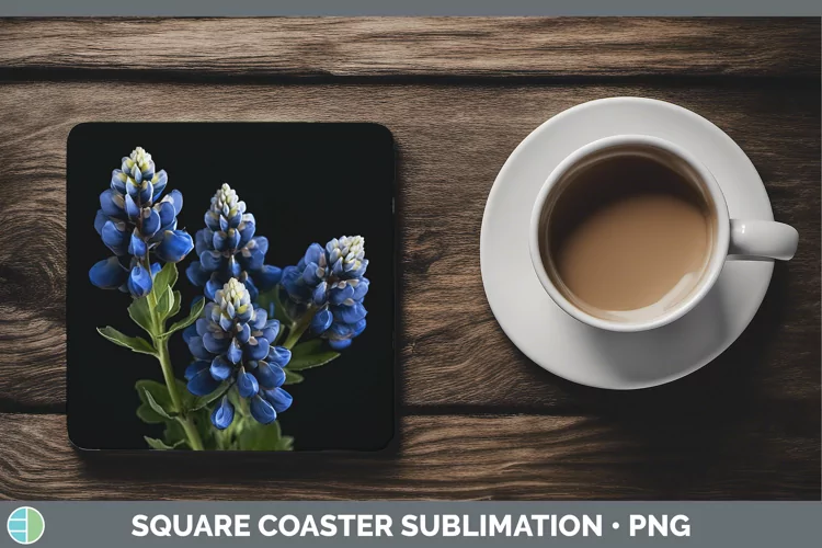 Flowers Bluebonnet Square Coaster Sublimation Coaster Design