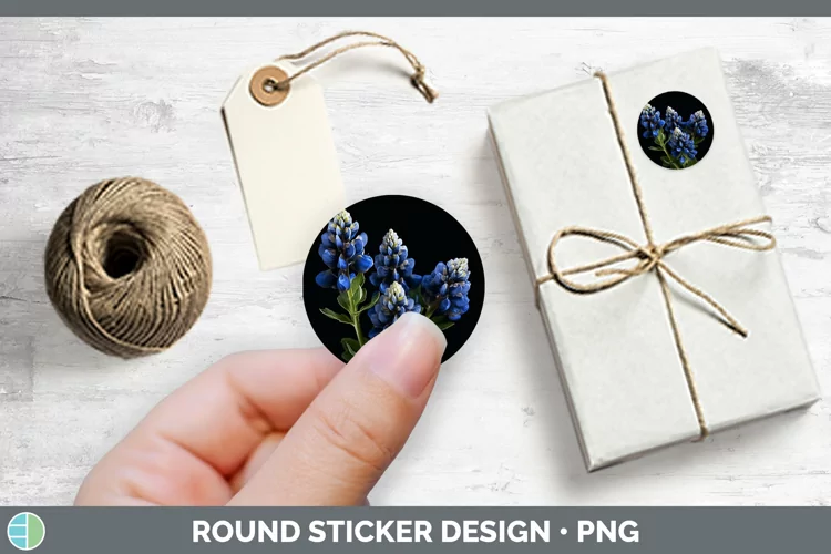 Flowers Bluebonnet Stickers | Round Labels Designs