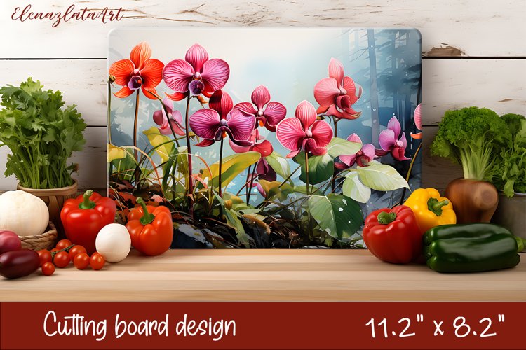Flowers Cutting Board Design. Tropical passionflower example image 1