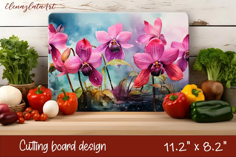 Flowers Cutting Board Design. Tropical passionflower