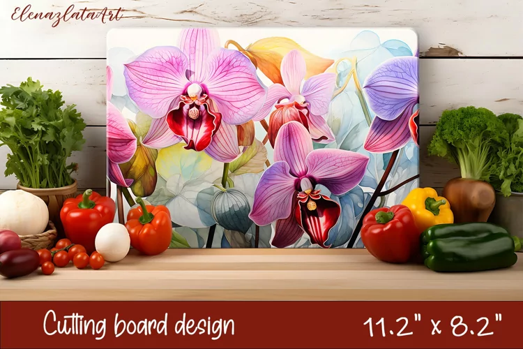 Flowers Cutting Board Design. Tropical passionflower