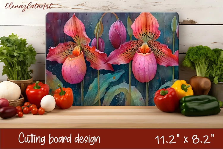 Flowers Cutting Board Design. Tropical passionflower
