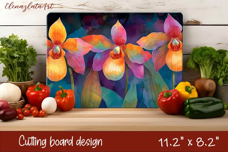 Flowers Cutting Board Design. Tropical passionflower