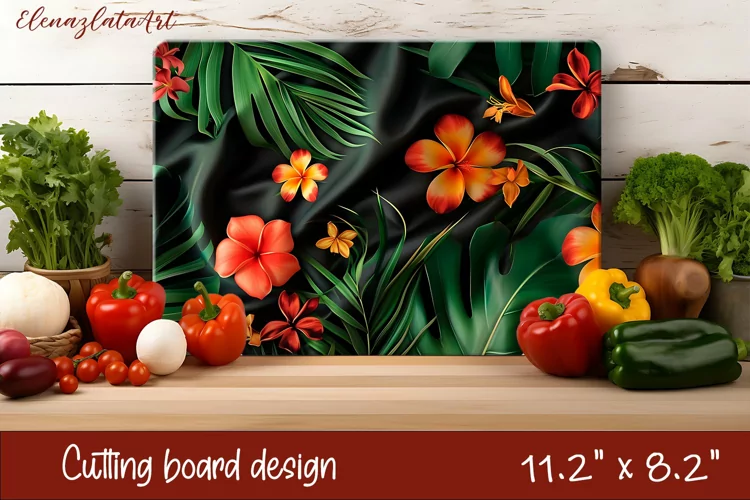 Flowers Cutting Board Design. Tropical passionflower