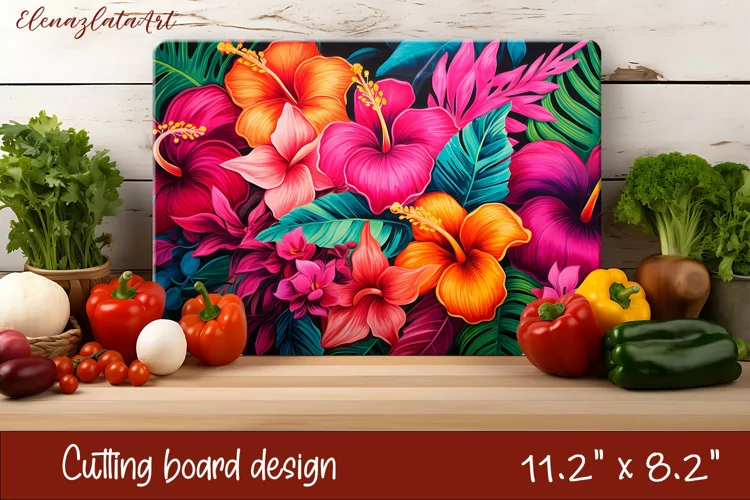 Flowers Cutting Board Design. Tropical passionflower