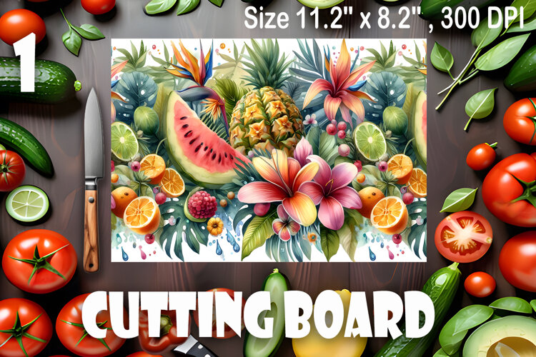 Watercolor summers flowers Cutting Board example image 1