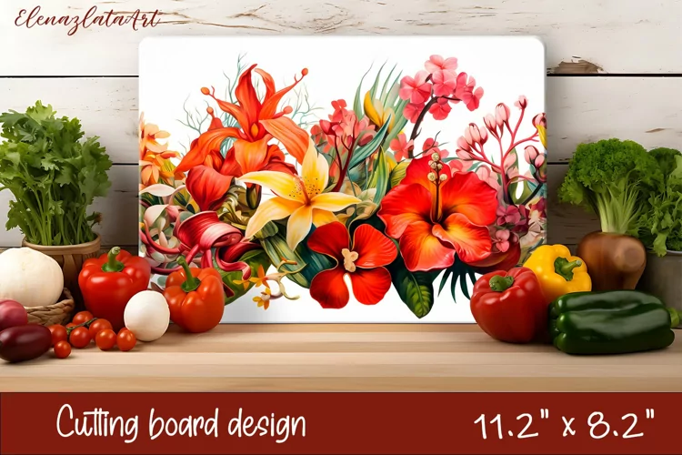 Flowers Cutting Board Design. Tropical passionflower