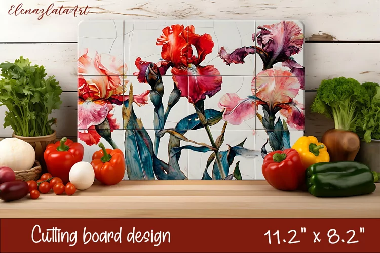 Flowers Cutting Board Design. Tropical passionflower