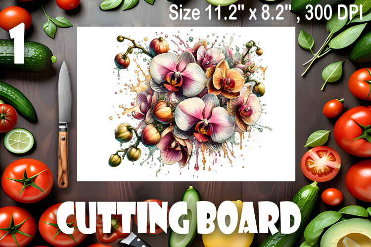Watercolor summers flowers Cutting Board example image 1