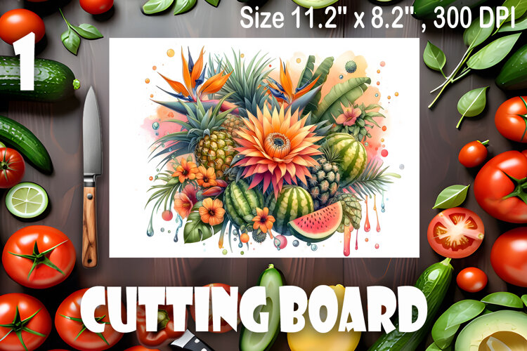 Watercolor summers flowers Cutting Board example image 1
