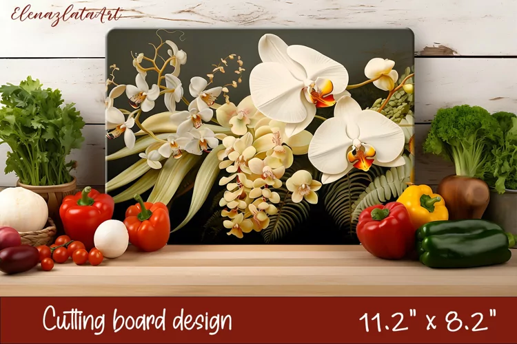 Flowers Cutting Board Design. Tropical passionflower
