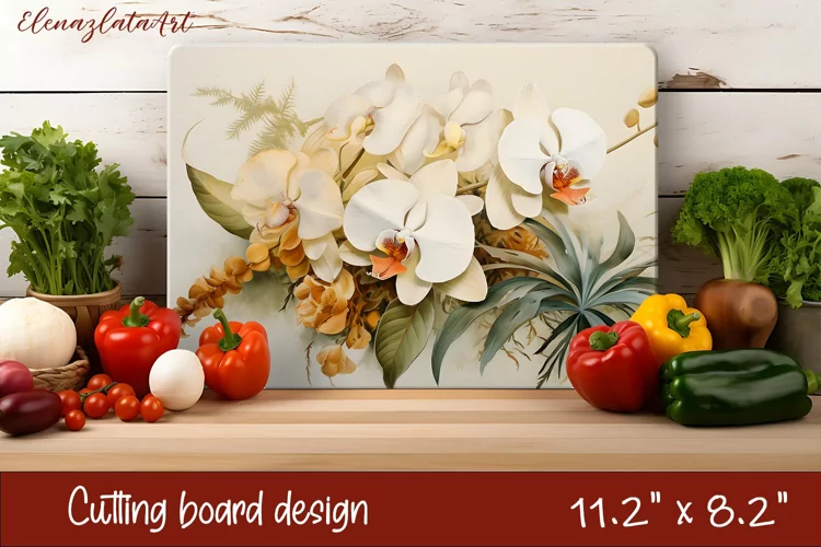 Flowers Cutting Board Design. Tropical passionflower