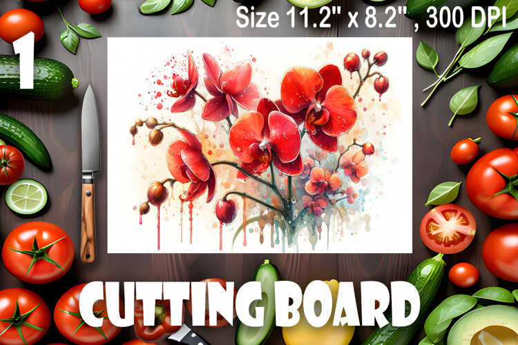 Watercolor summers flowers Cutting Board example image 1