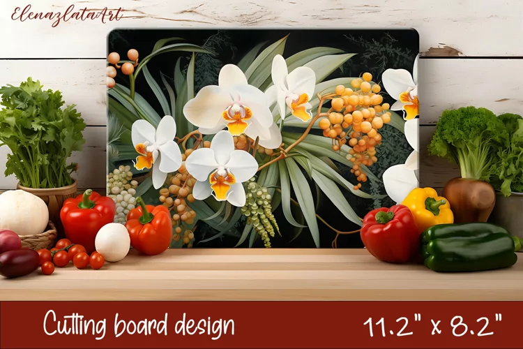 Flowers Cutting Board Design. Tropical passionflower