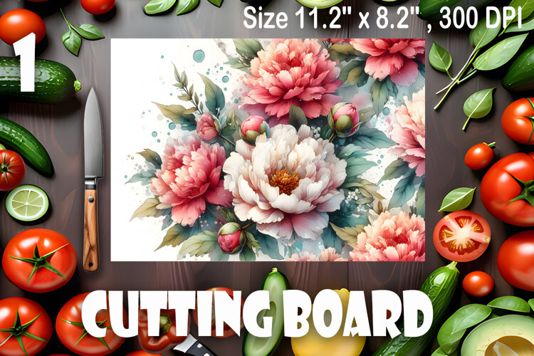 Watercolor summers flowers Cutting Board example image 1
