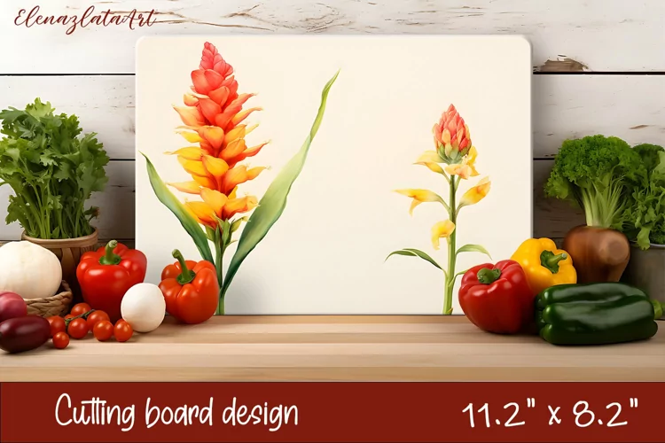 Flowers Cutting Board Design. Tropical passionflower