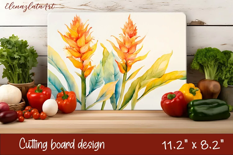 Flowers Cutting Board Design. Tropical passionflower