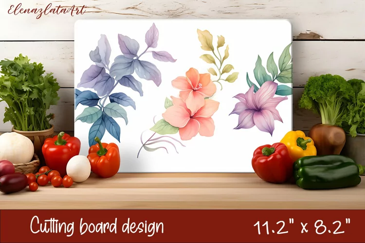 Flowers Cutting Board Design. Tropical passionflower