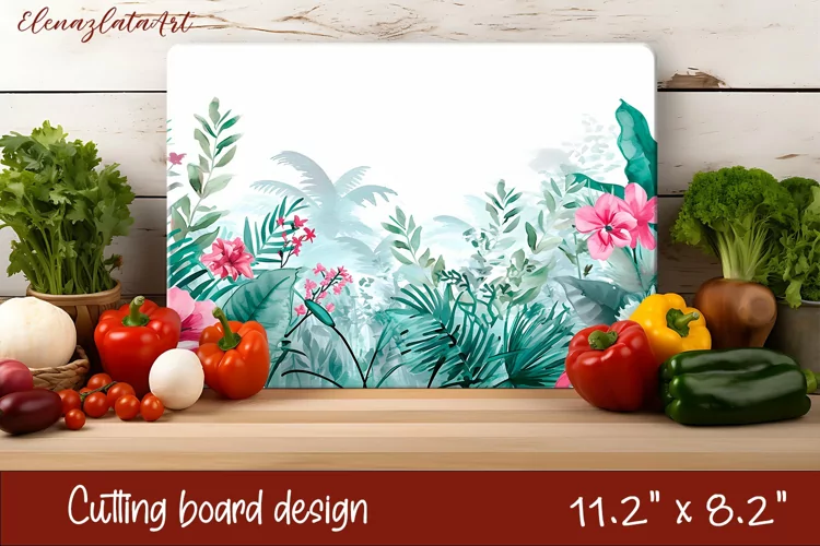 Flowers Cutting Board Design. Tropical passionflower