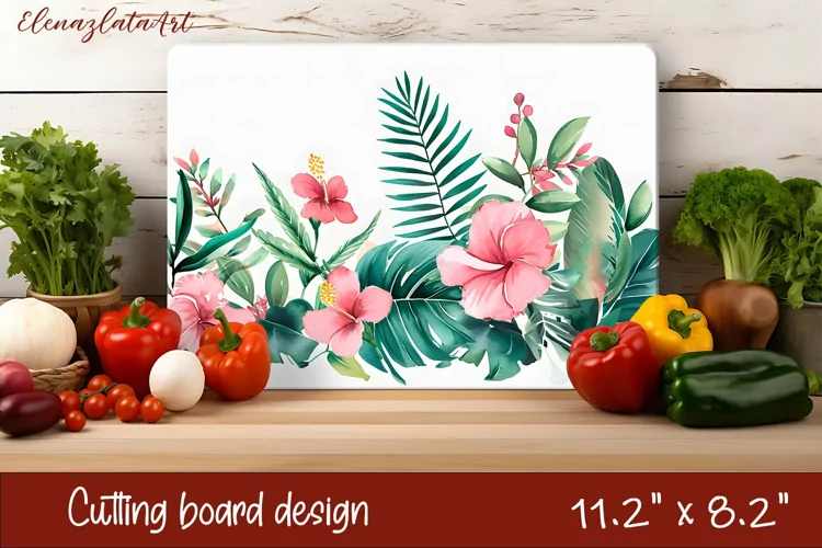 Flowers Cutting Board Design. Tropical passionflower