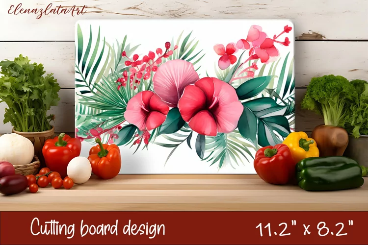 Flowers Cutting Board Design. Tropical passionflower