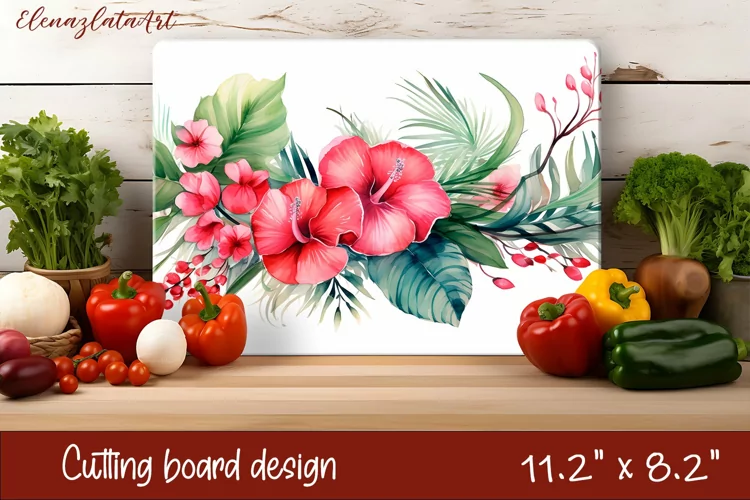 Flowers Cutting Board Design. Tropical passionflower