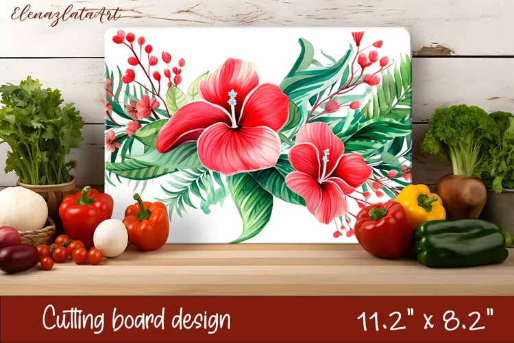 Flowers Cutting Board Design. Tropical passionflower