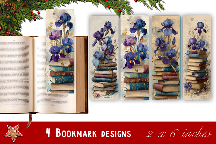 Iris Floral Bookmark Sublimation PNG | Elegant Flower