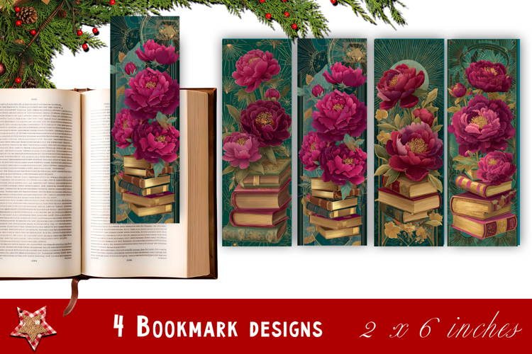 Peony Floral Bookmark Sublimation PNG | Printable Flower