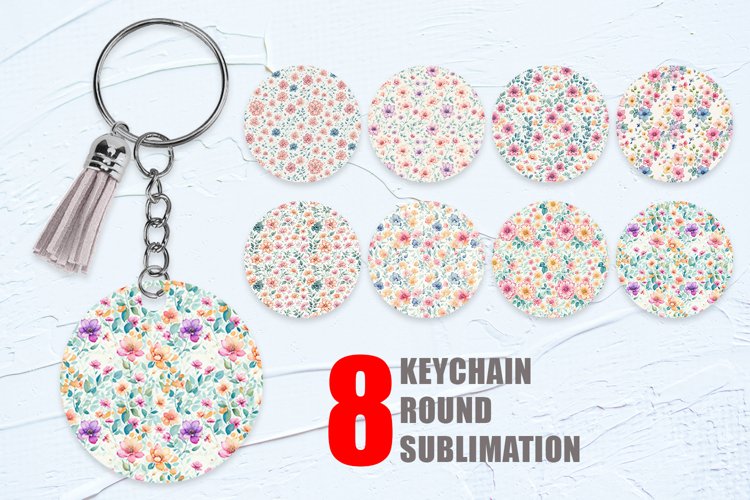 Keychain watercolor botanical flowers background | Keyring example image 1